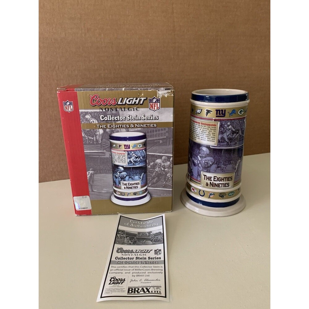 2010 Coors Light NFL Nostalgic Collector Stein Series Eighties & Nineties NOS